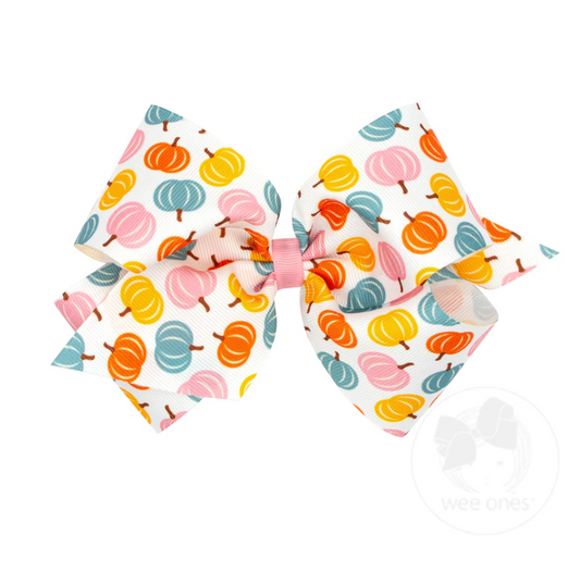 Harvest Print Multicolored Pumpkin Bow