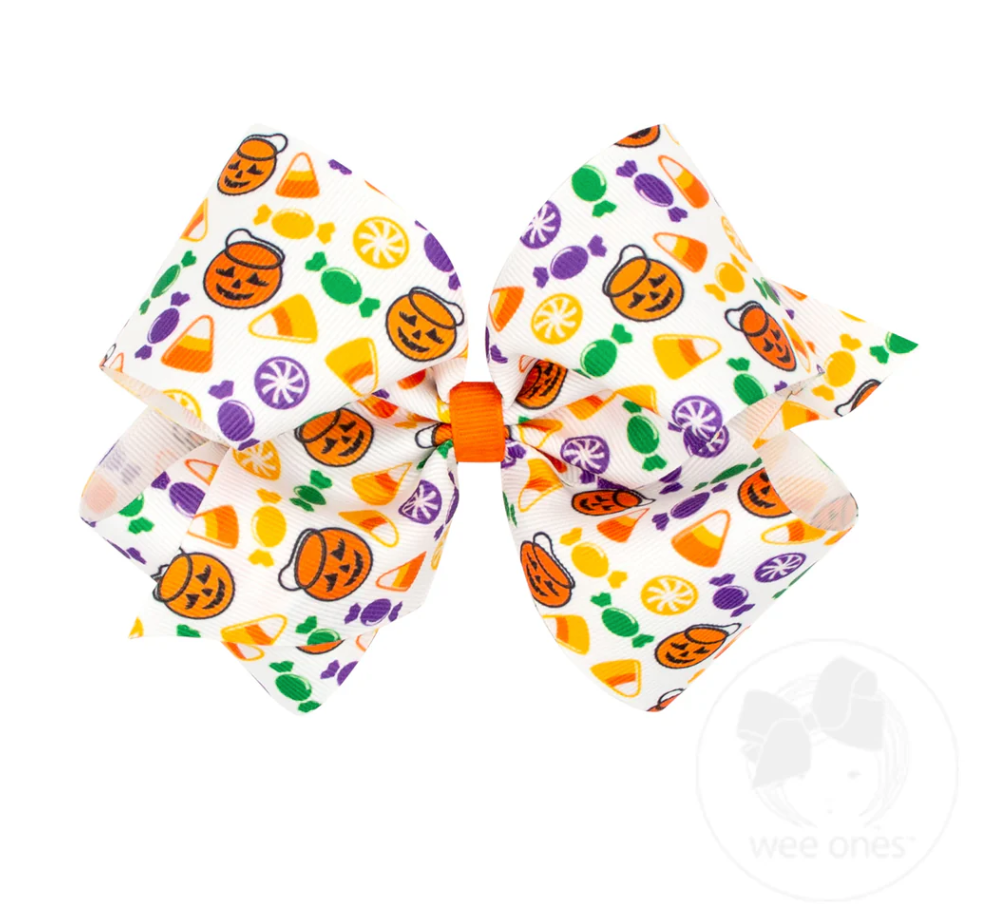 King Halloween Print Grosgrain Hair Bow