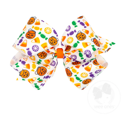 King Halloween Print Grosgrain Hair Bow