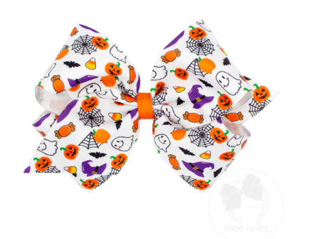 Medium Halloween Print Grosgrain Hair Bow