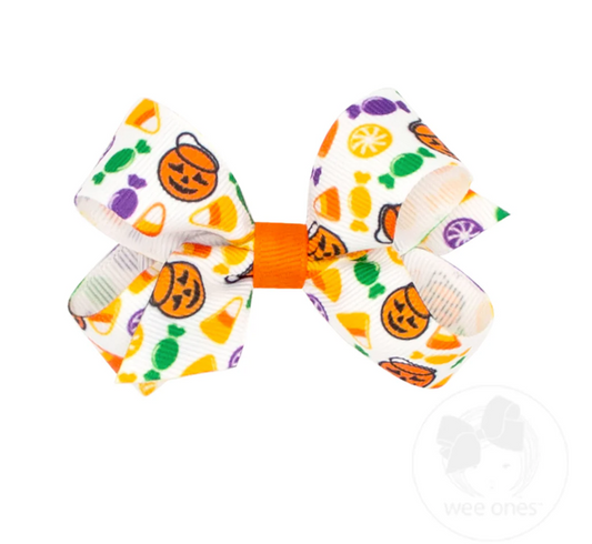 Mini Halloween Print Grosgrain Hair Bow