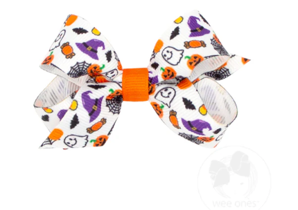 Mini Halloween Print Grosgrain Hair Bow