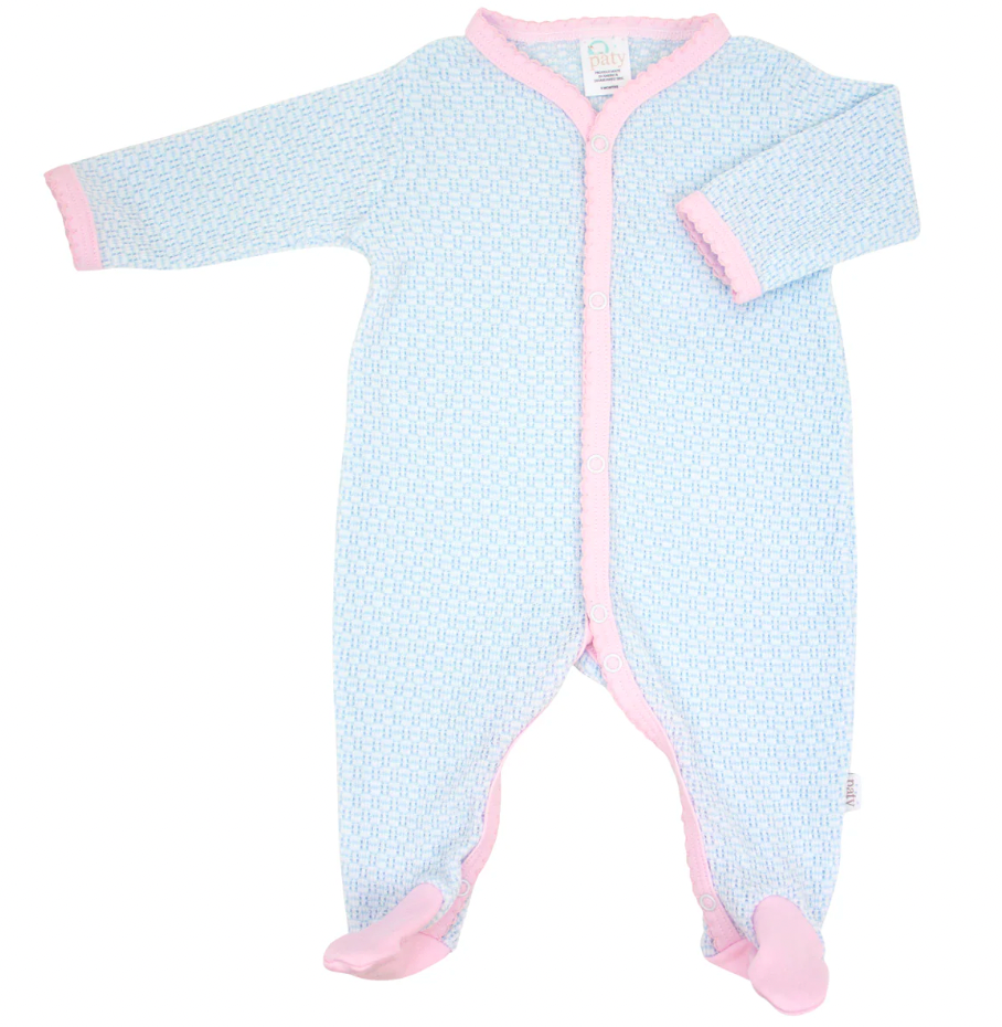 Footie with Pima Trim Blue/Pink