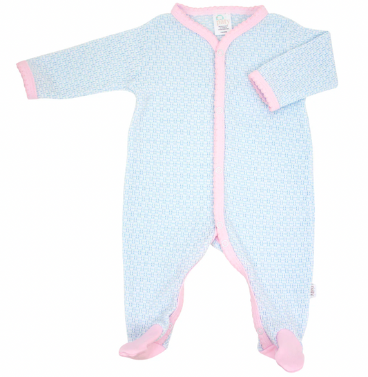 Footie with Pima Trim Blue/Pink