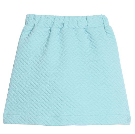 Quilted Mini Skirt- Aqua Quilted Trellis