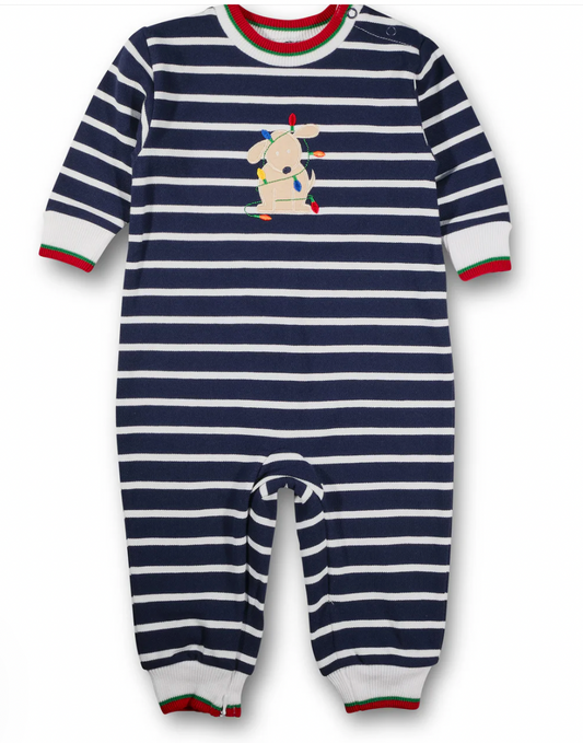 Stripe Knit Longall with Holiday Lights Dog