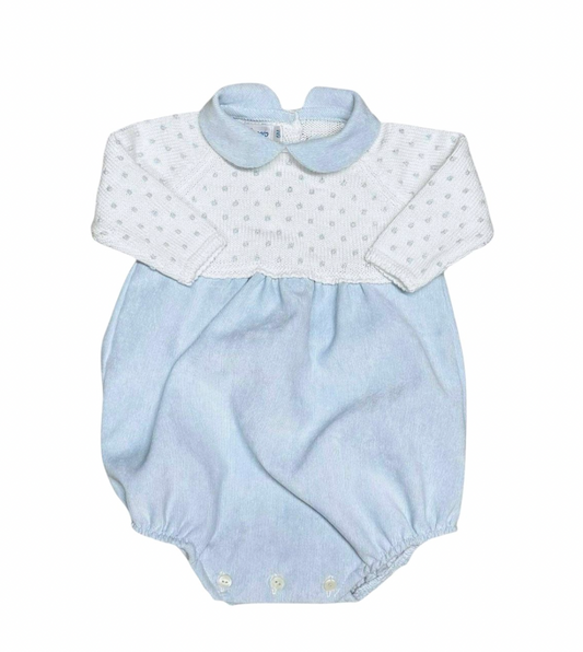 Light Blue Collar Dot Corduroy Bubble