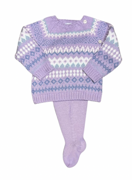 Lavender Fair Isle Footed Set