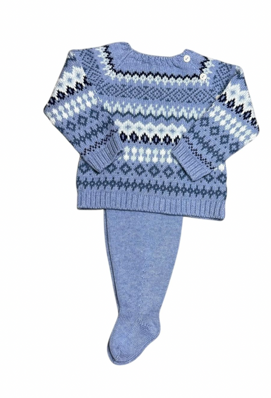 Chambray Fair Isle Footed Set