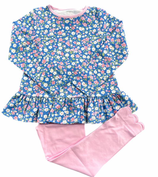 Peggy Peplum Legging Set Fall Floral Knit- PREORDER