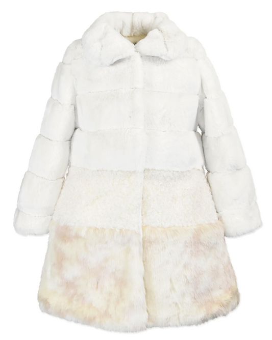 Tier Faux Fur Coat Strawberry Swirl