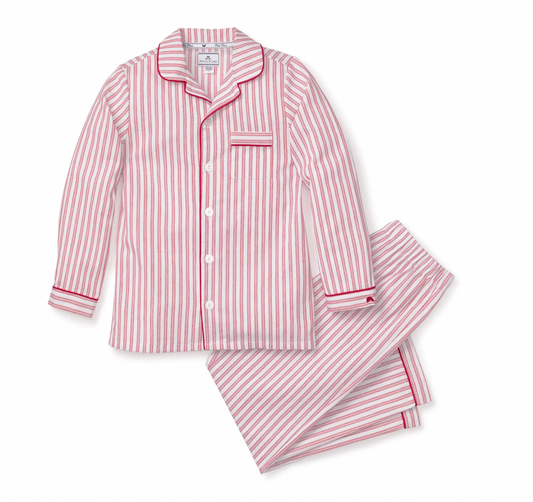 Kid's Twill Pajama Set in Antique Red Ticking