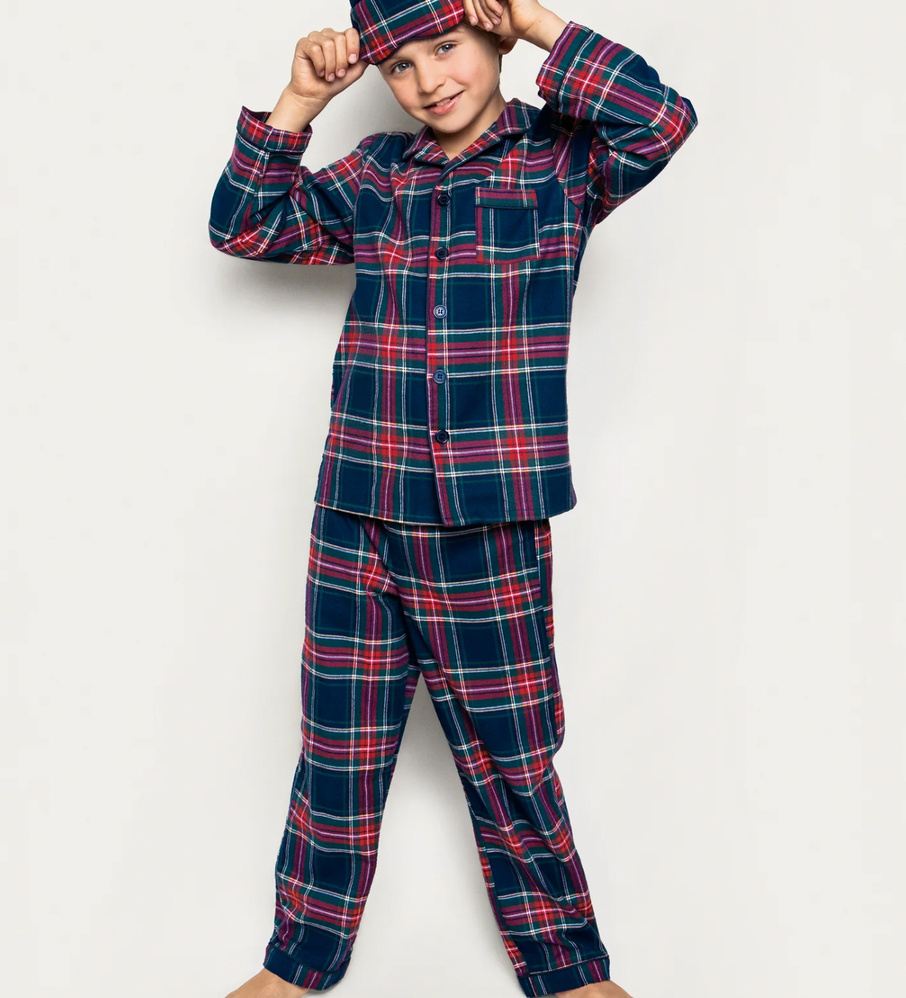 Kid's Brushed Cotton Pajama Set in Windsor Tartan