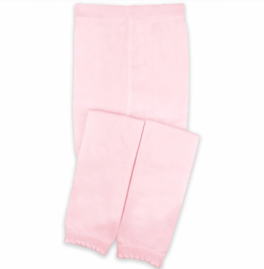 Scalloped Pima Cotton Footless Tights Pink
