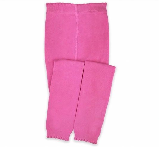 Scalloped Pima Cotton Footless Tights Bubblegum