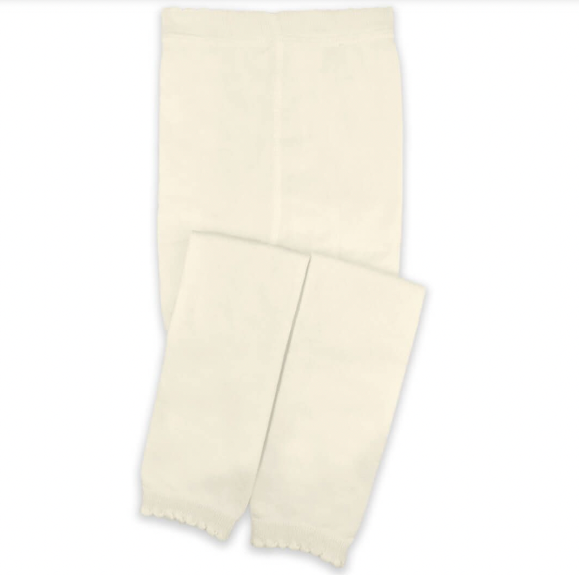 Scalloped Pima Cotton Footless Tights Ivory