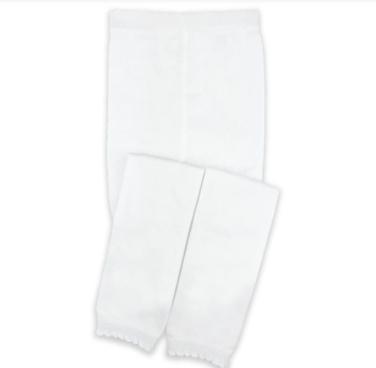 Scalloped Pima Cotton Footless Tights White