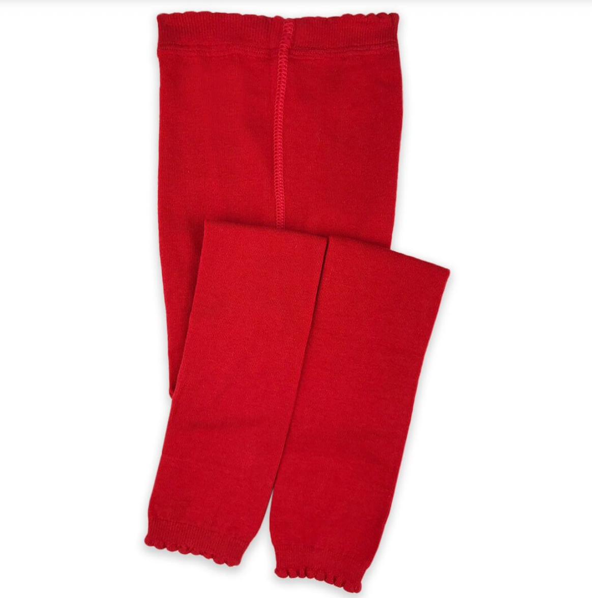 Scalloped Pima Cotton Footless Tights Red