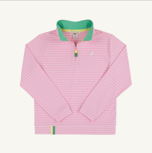 Prepletic Hayword Half Zip Pier Party Pink Stripe/Gibson Island Greeen