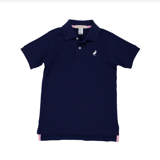 Prim and Proper Polo SS Pima Nantucket Navy/Worth Ave White
