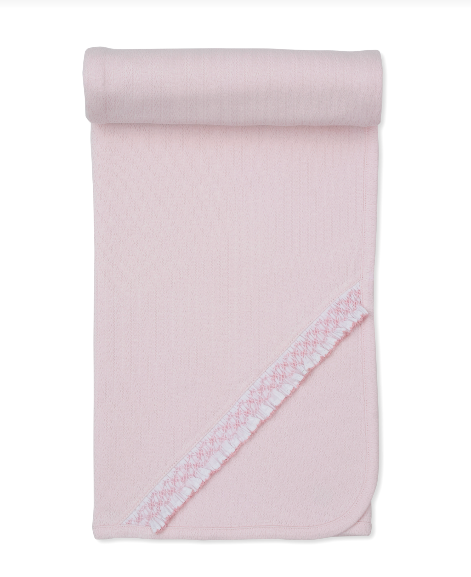 CLB Smocked Ruffle Blanket with Hand Embroidery