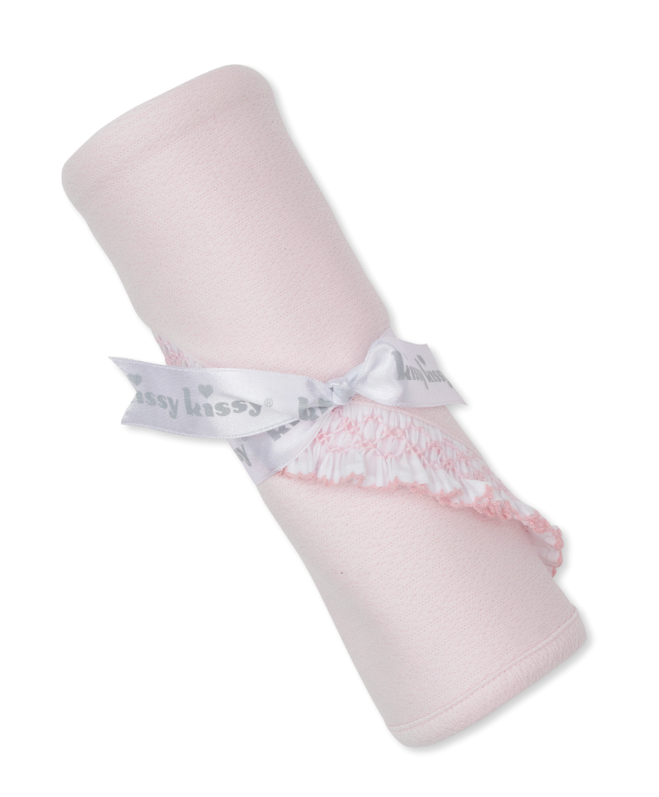 CLB Smocked Ruffle Blanket with Hand Embroidery