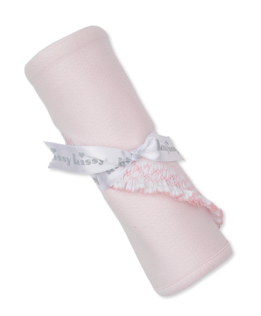 CLB Smocked Ruffle Blanket with Hand Embroidery
