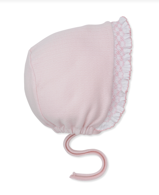 CLB Smocked Ruffle Bonnet with Hand Embroidery