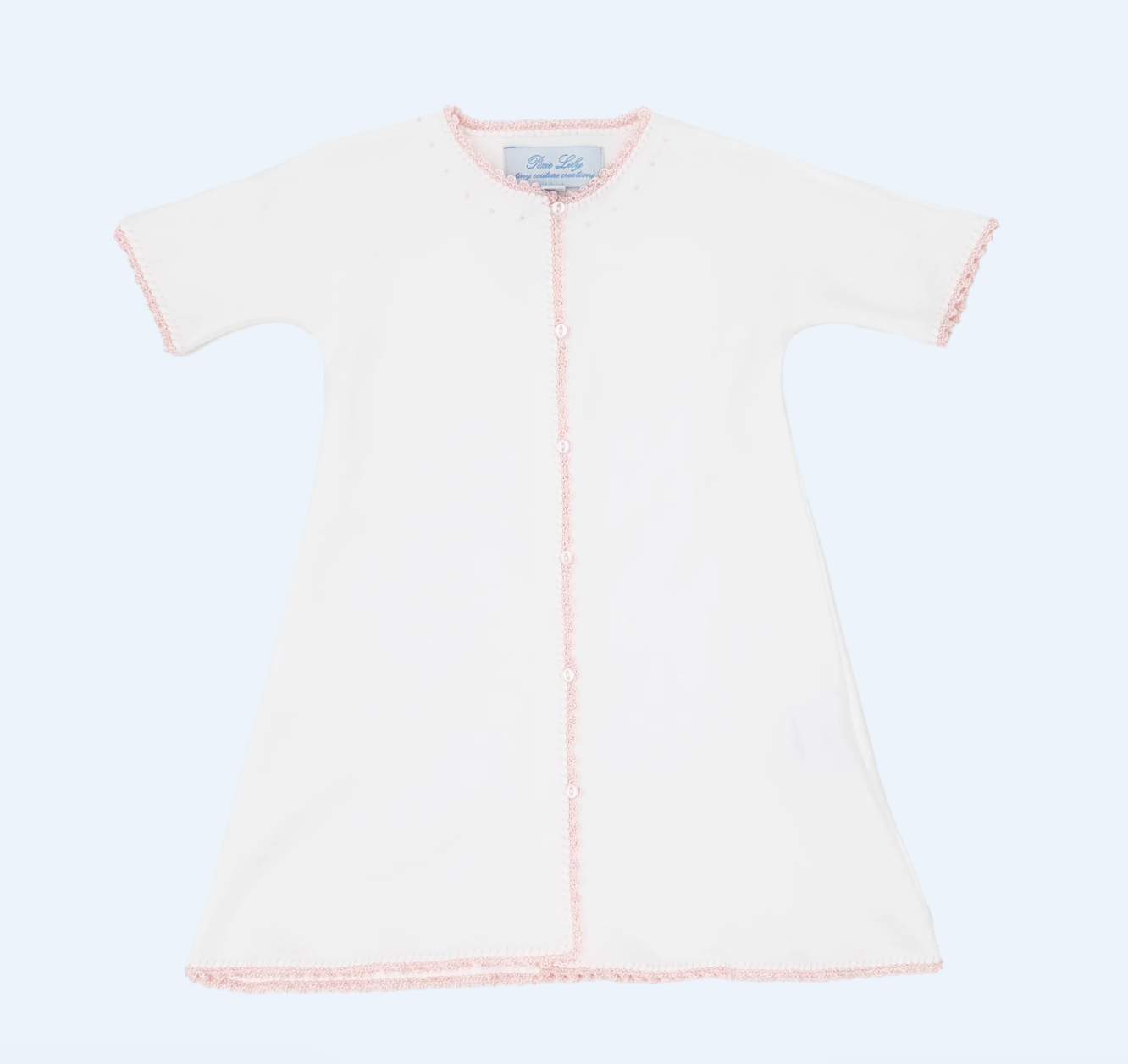 Pink on White Jersey Day Gown