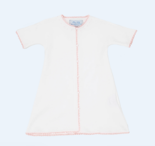 Pink on White Jersey Day Gown