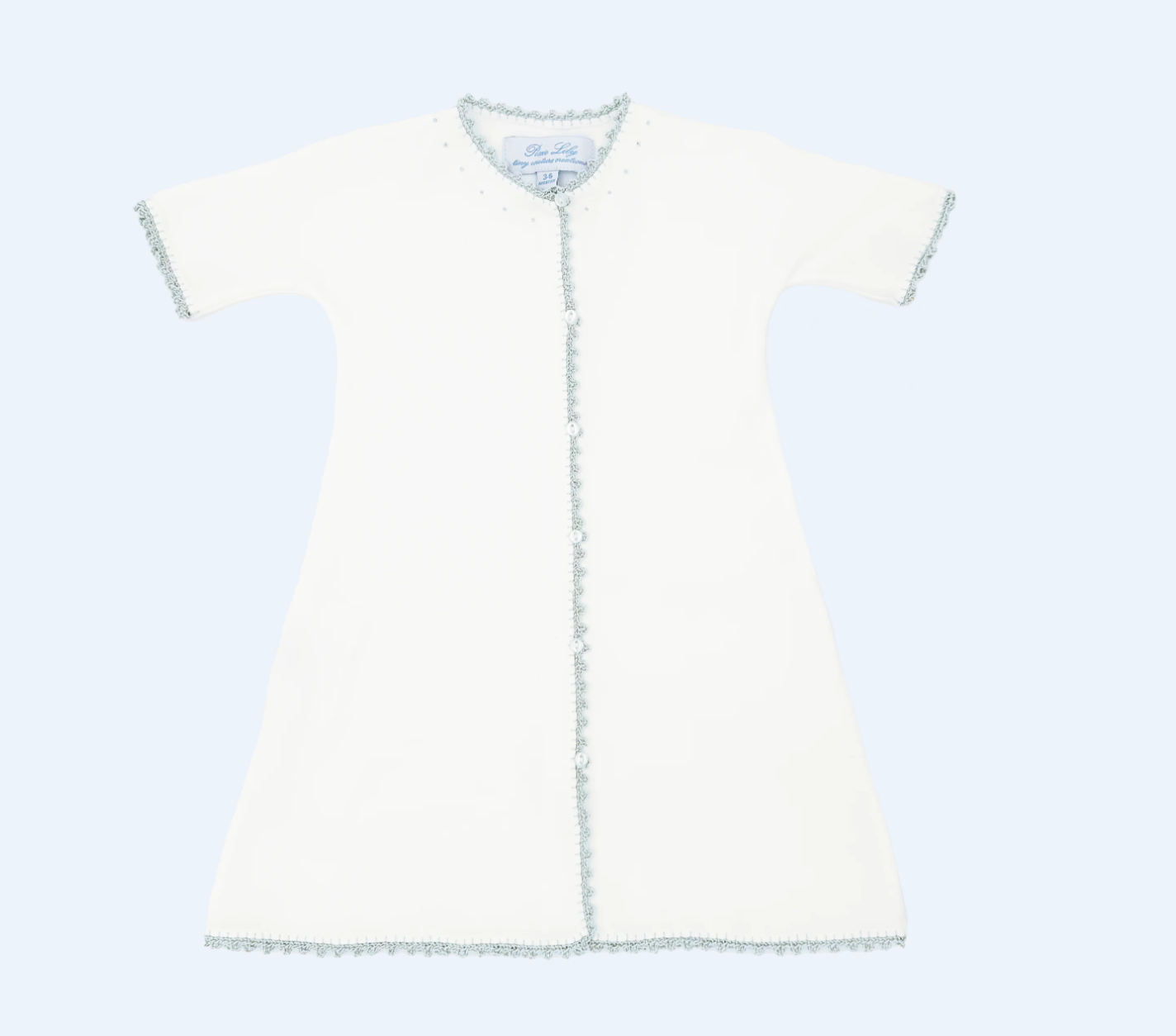 Blue on White Jersey Day Gown