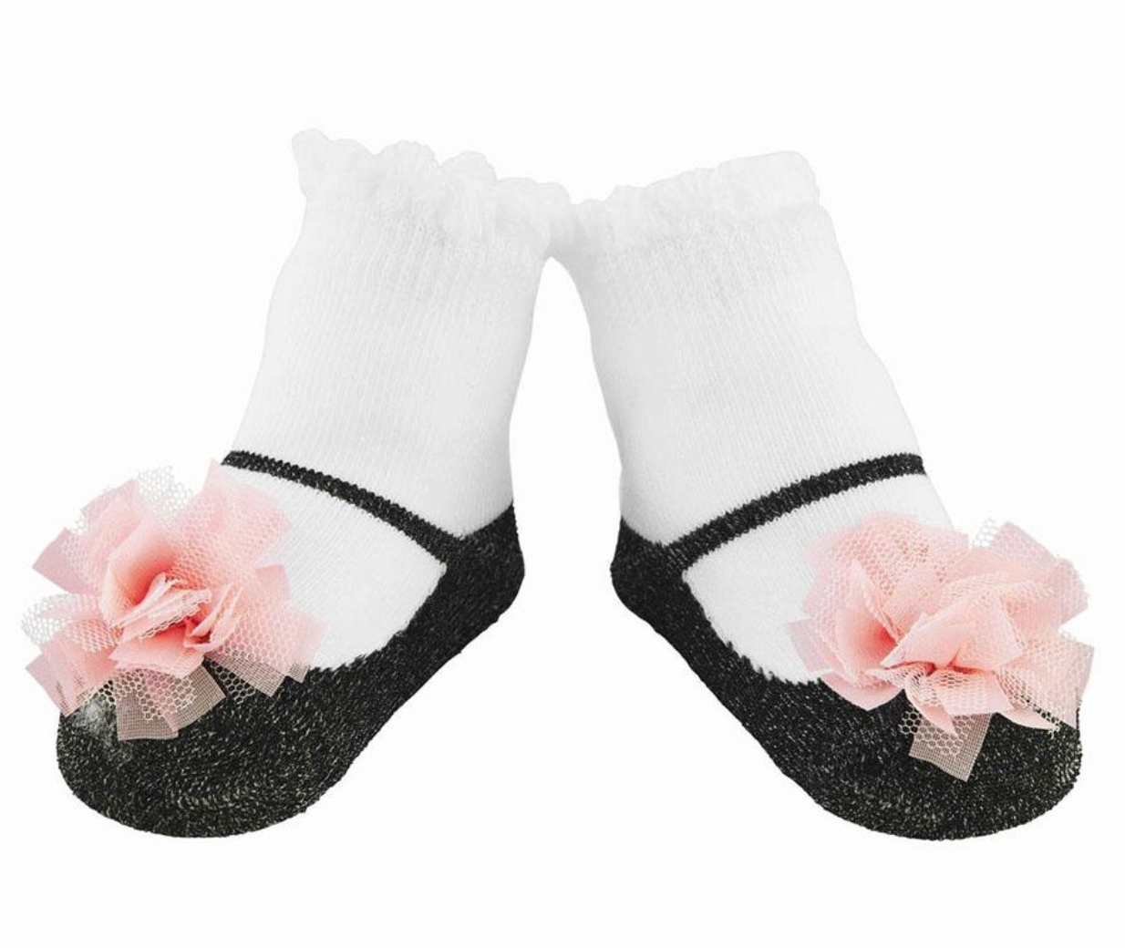 Black and Pink Puff Socks
