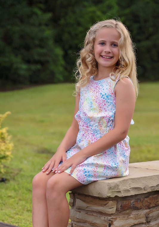 Kristin Knot Dress- Rainbow Glitter Stars