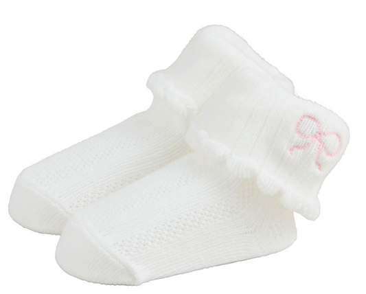 Bow Pointelle Foldover Socks