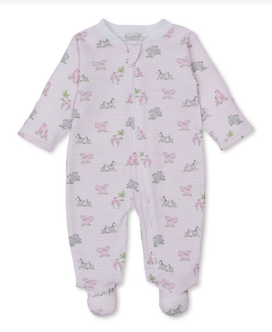 Safari Party Zipper Footie Pink