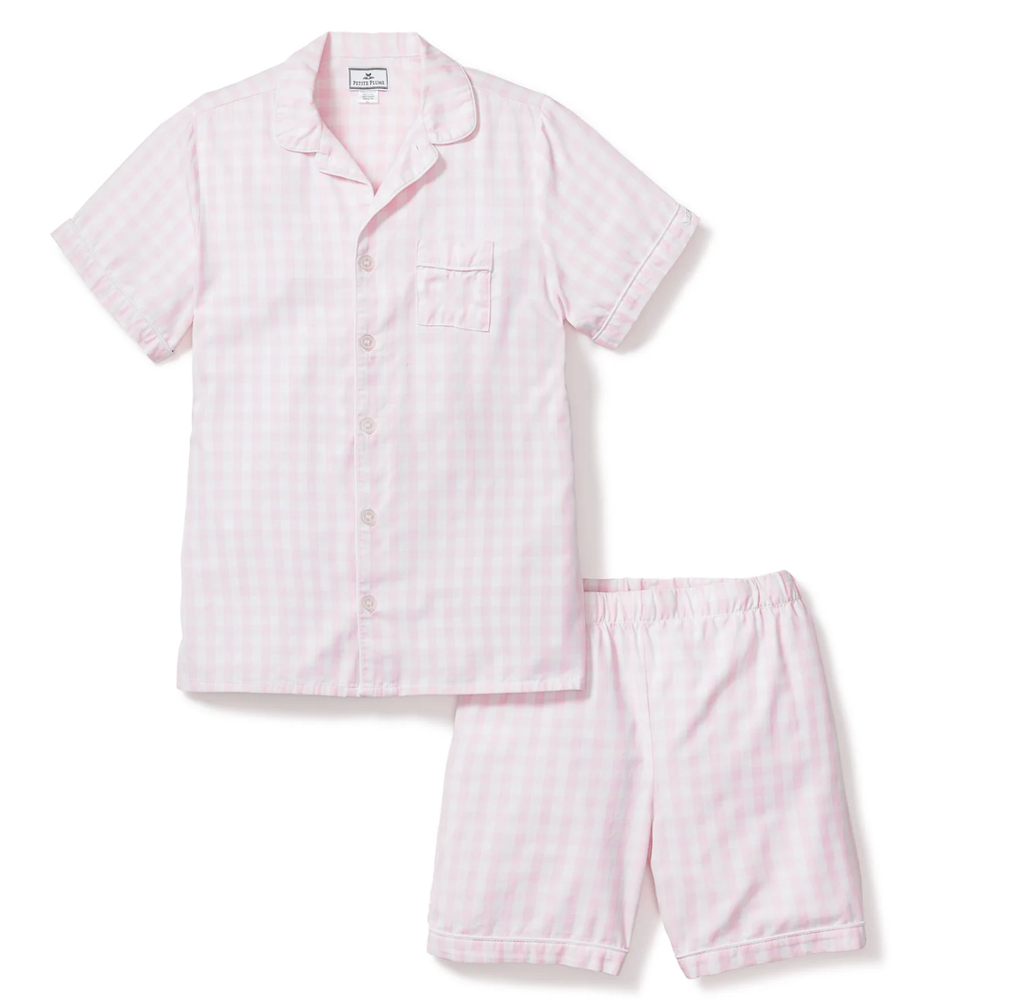 Pink Gingham Twill Pajama Short Set