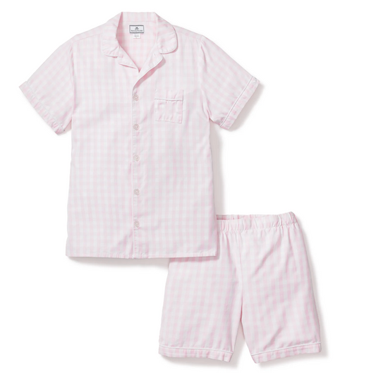 Pink Gingham Twill Pajama Short Set