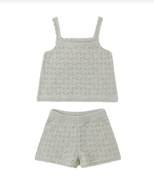 Sage Pointelle Knit Tank + Short Set