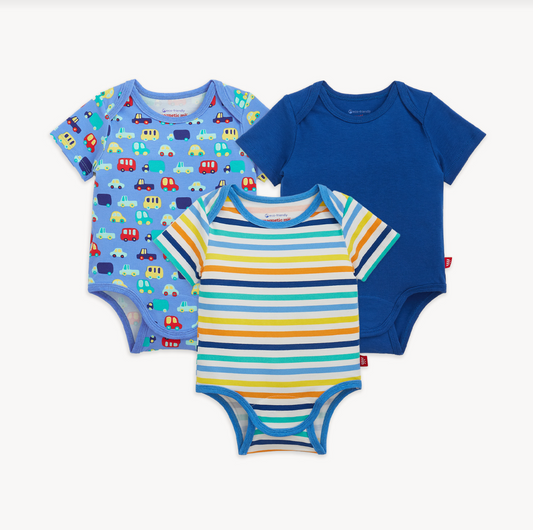 Blue Organic Cotton Bodysuit 3-Pack