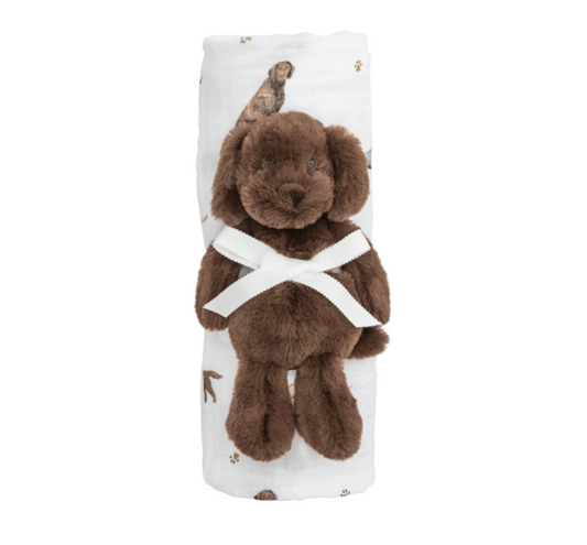 Lab Swaddle and Rattle