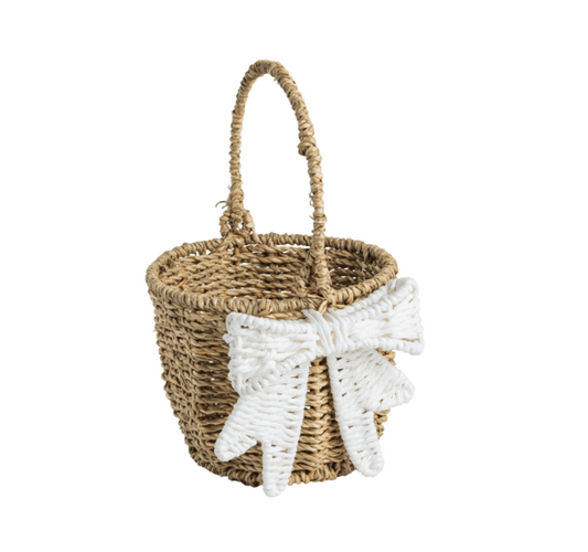 White Woven Bow Easter Basket
