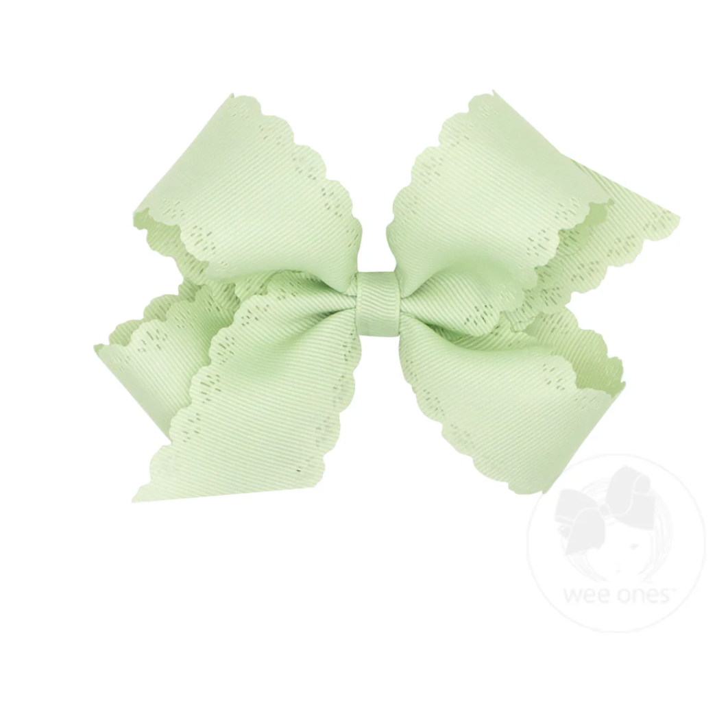 Medium Grosgrain Bow with Eyelet Flower-Embossed Edges
