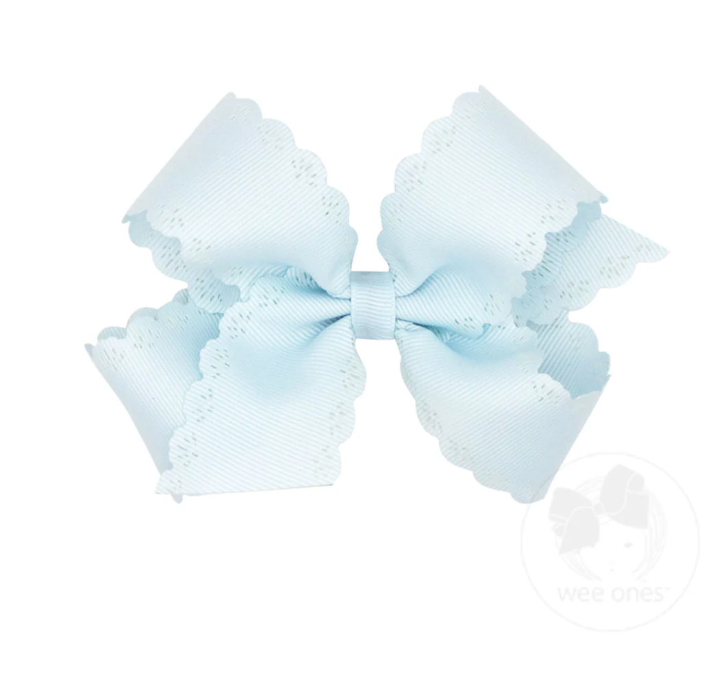 Medium Grosgrain Bow with Eyelet Flower-Embossed Edges