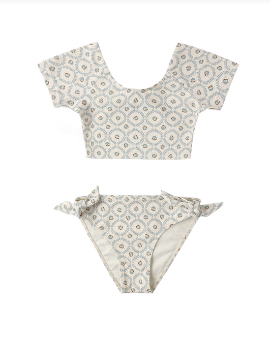Green Fleur Cropped Rashguard Set