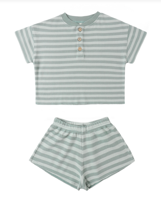 Sea Green Stripe Summer Waffle Set