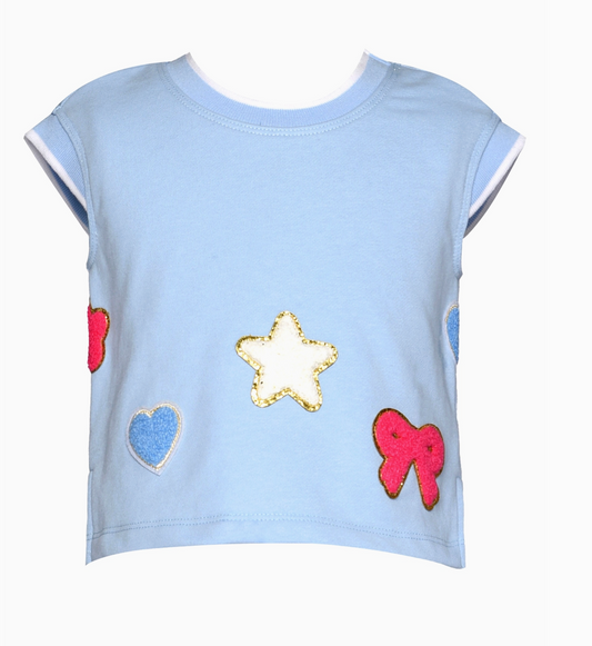 Cap Sleeve Top with Patch Detail