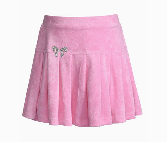 Drop Waist Pleated Skirt with Sparkle Bow Trim