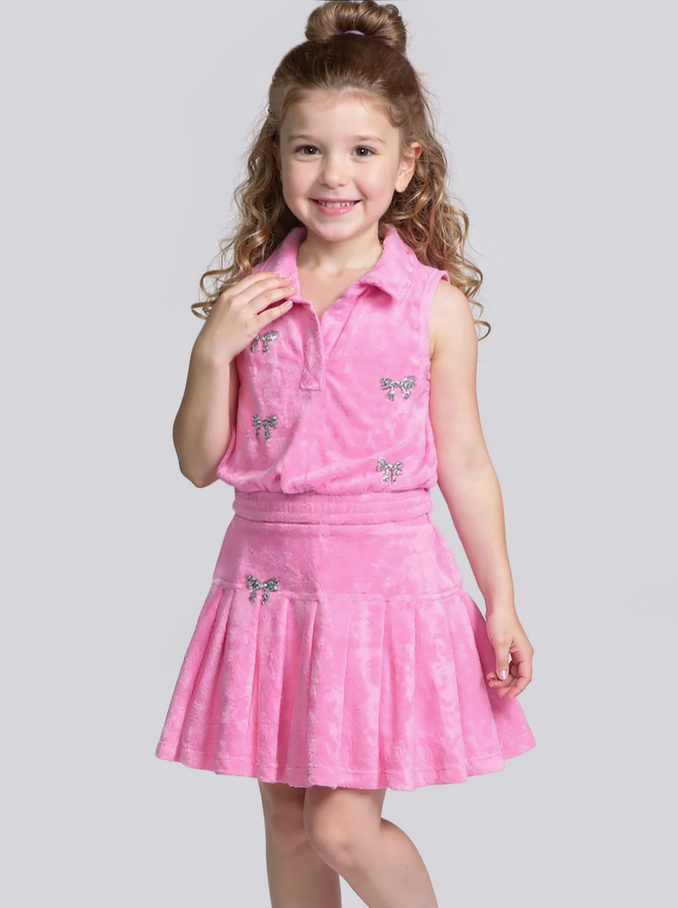 Sleeveless Top with Sparkle Bow Trim Detail