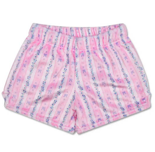 Floral Stripes Plush Shorts
