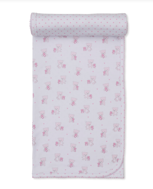Teddy Bear Love Reversible Blanket Pink